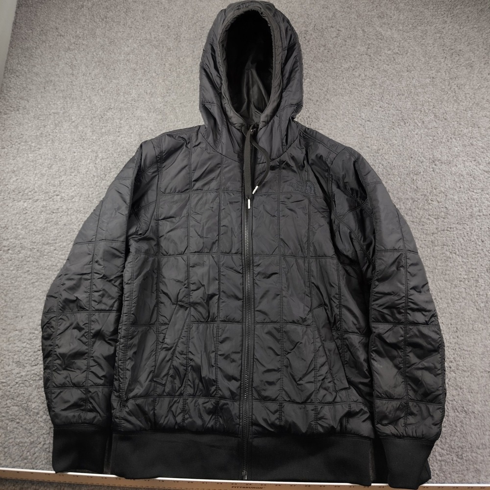 The North Face Jacket Mens Small Quilted Reversible Full Zip Hooded Black EUC